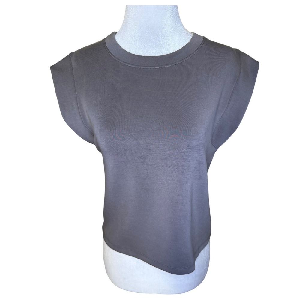 Spiritual Gangster Women M L‎ Cropped Cap Sleeve Tunic Top Gray